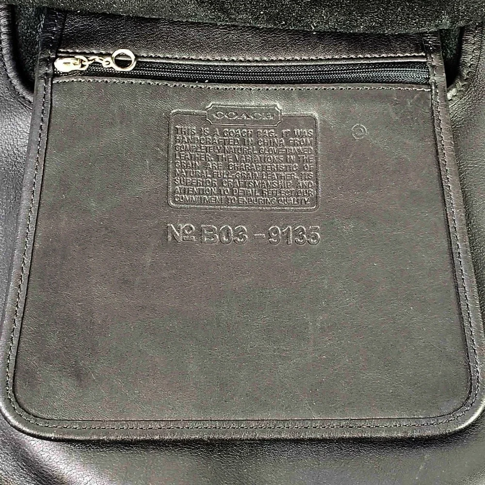 Vintage Coach Slim Hippie Flap Leather Black Crossbody Bag Purse Boho Silver